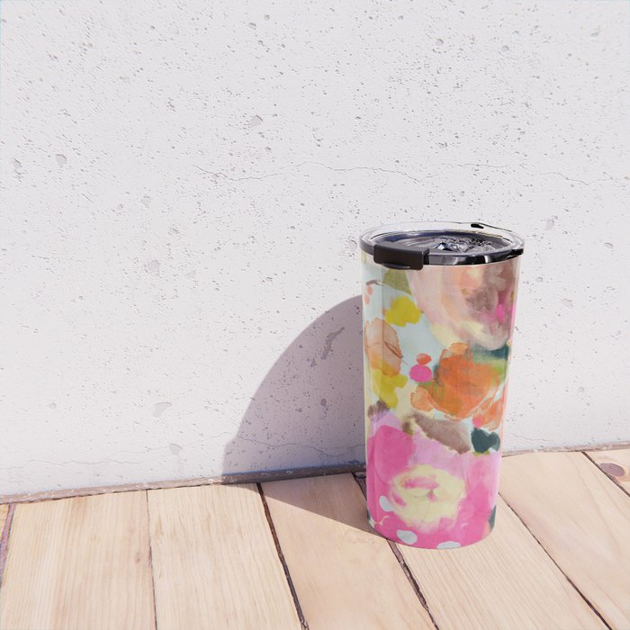 floral bouquet from above abstract art Travel Mug Gallery Image 4