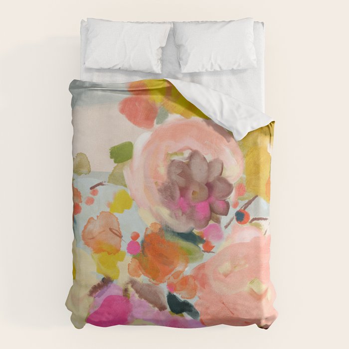 floral bouquet from above abstract art Duvet Cover Gallery Image 1