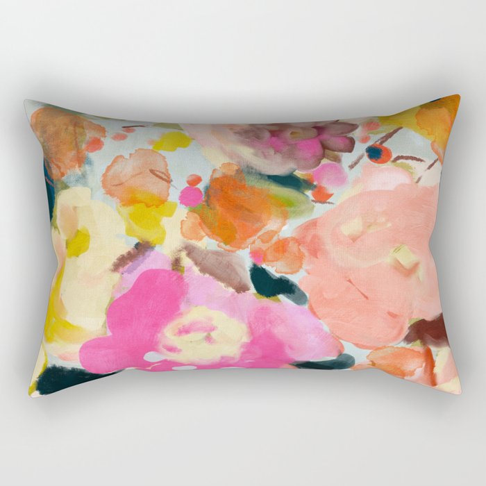 floral bouquet from above abstract art Rectangular Pillow Gallery Image 1