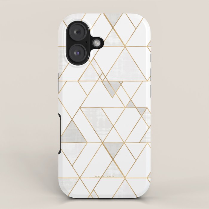 Mod Triangles Gold and white iPhone Case Gallery Image 1