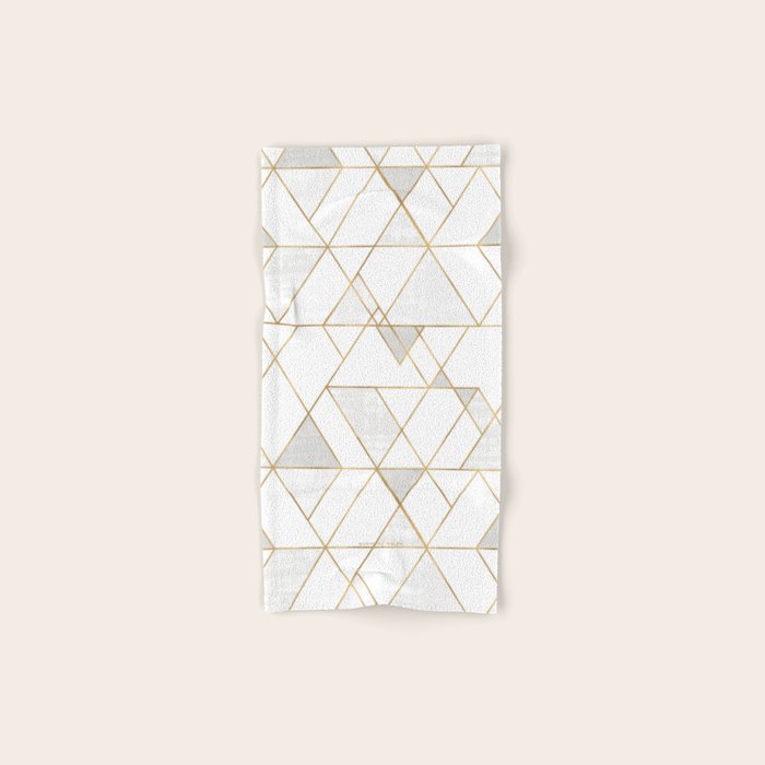 Mod Triangles Gold and white Bath Towel Gallery Image 1