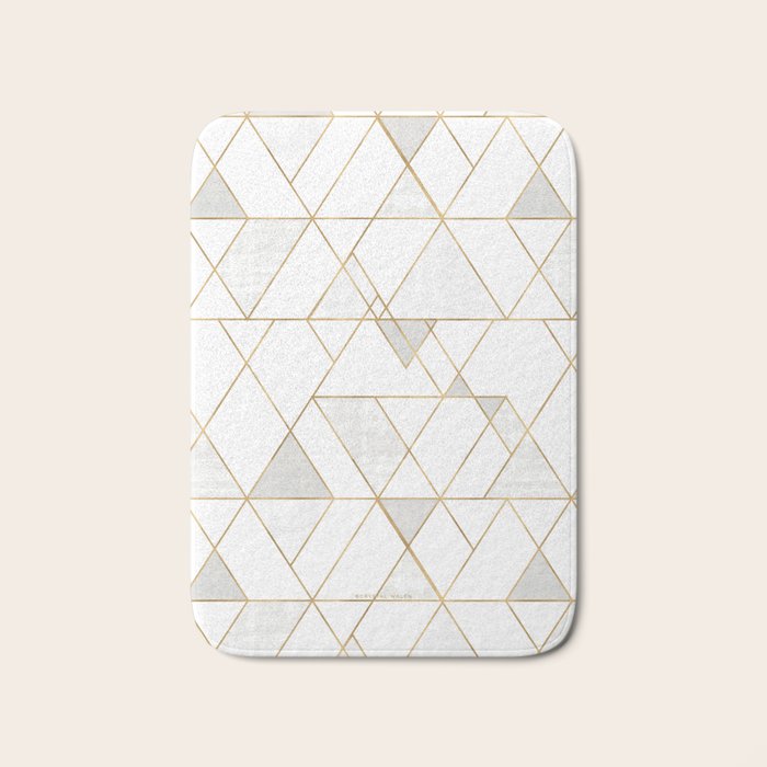 Mod Triangles Gold and white Bath Mat Gallery Image 1