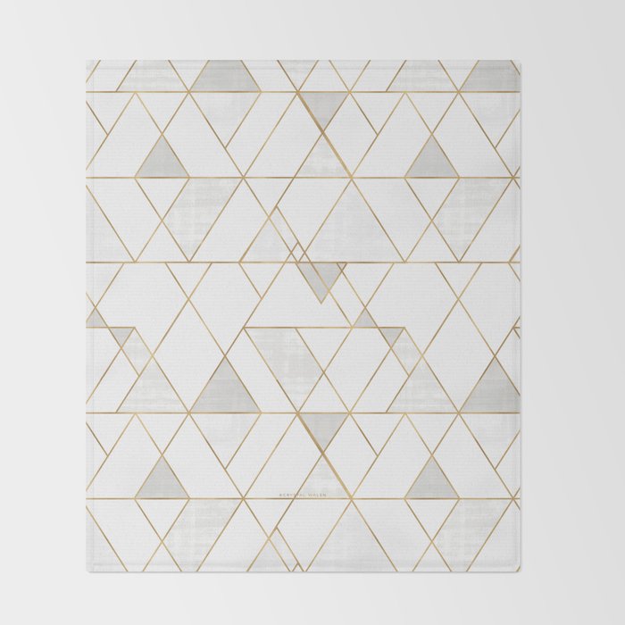 Mod Triangles Gold and white Throw Blanket Gallery Image 2
