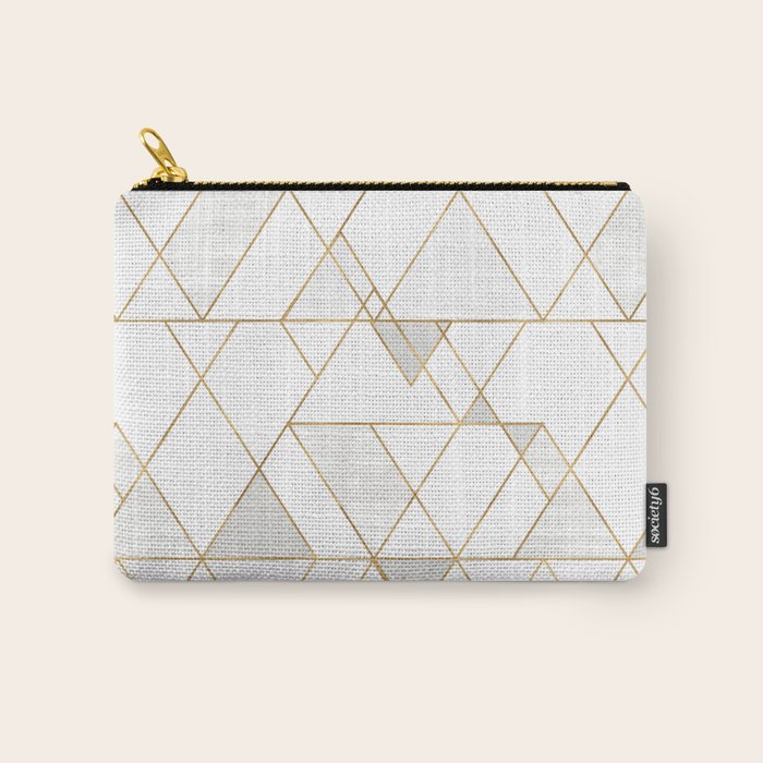 Mod Triangles Gold and white Carry All Pouch Gallery Image 1