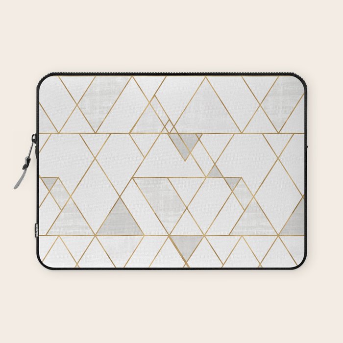 Mod Triangles Gold and white Laptop Sleeve Gallery Image 1