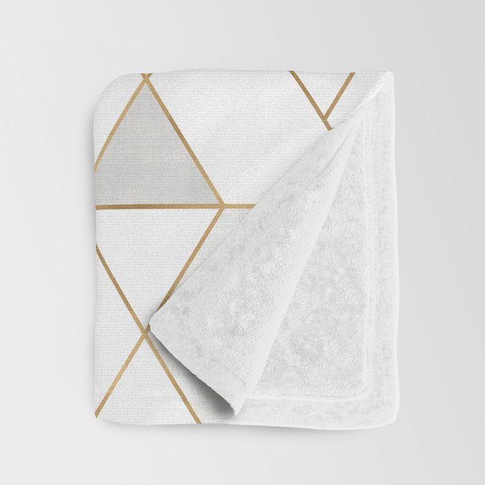 Mod Triangles Gold and white Throw Blanket Gallery Image 3