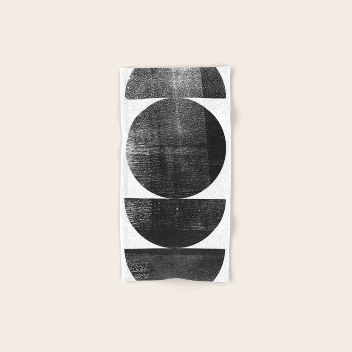 Black and White Mid Century Modern Circles Abstract Bath Towel Gallery Image 1