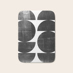 Black and White Mid Century Modern Circles Abstract Bath Mat Gallery Image 1