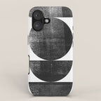 Black and White Mid Century Modern Circles Abstract iPhone Case Gallery Image 1