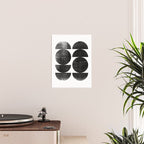 Black and White Mid Century Modern Circles Abstract Poster Gallery Image 2