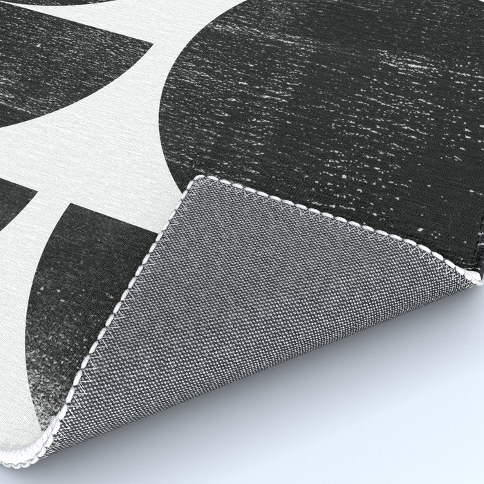 Black and White Mid Century Modern Circles Abstract Rug Gallery Image 4