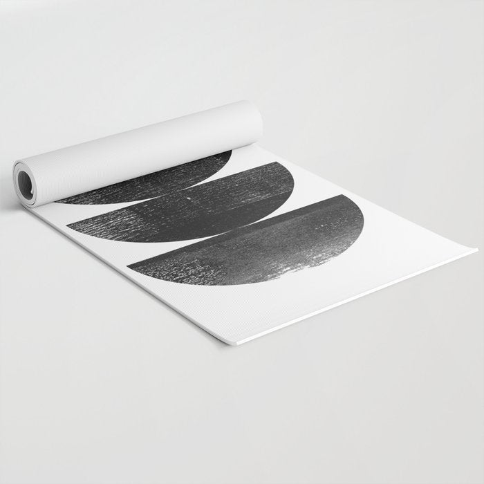 Black and White Mid Century Modern Circles Abstract Yoga Mat Gallery Image 2