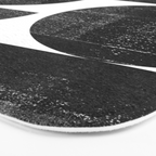 Black and White Mid Century Modern Circles Abstract Bath Mat Gallery Image 3