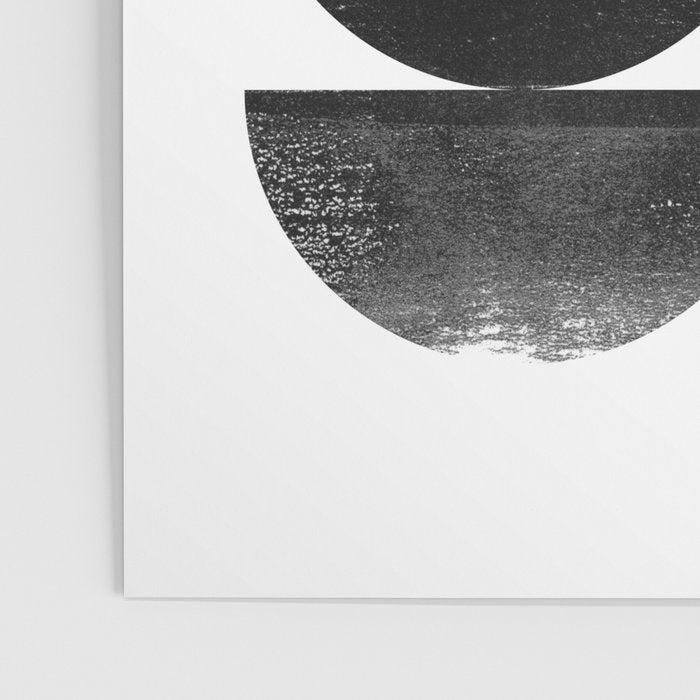 Black and White Mid Century Modern Circles Abstract Poster Gallery Image 3