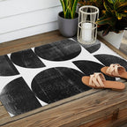 Black and White Mid Century Modern Circles Abstract Outdoor Rug Gallery Image 2