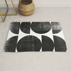 Black and White Mid Century Modern Circles Abstract Rug Gallery Image 1
