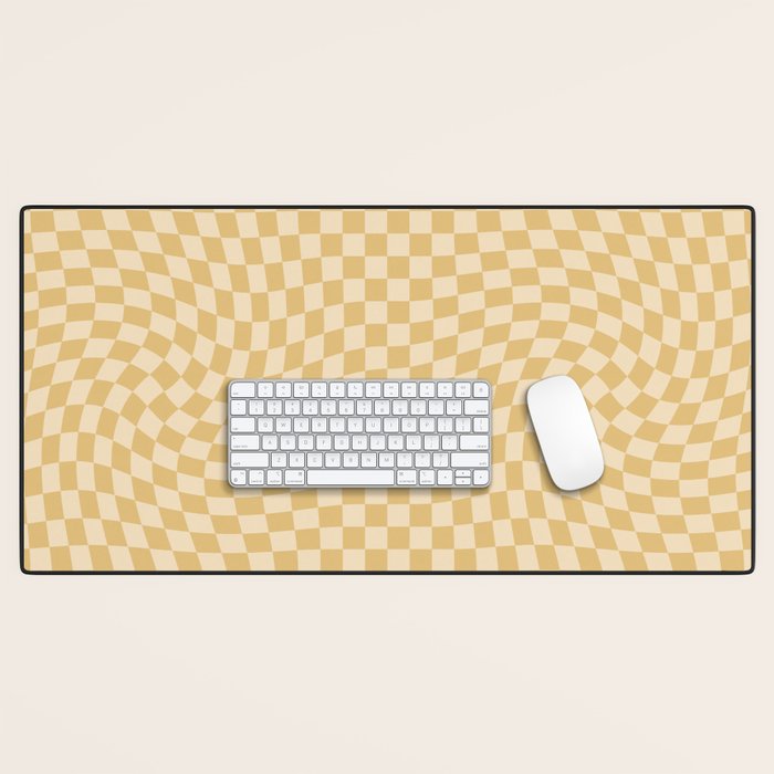 Check III - Mustard Twist â Checkerboard Print Desk Mat Gallery Image 1