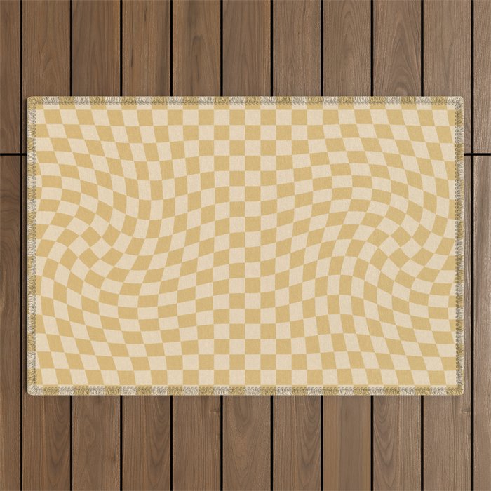 Check III - Mustard Twist â Checkerboard Print Outdoor Rug Gallery Image 1