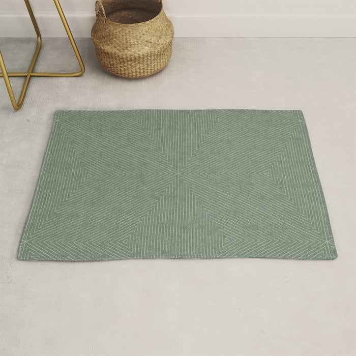 boho triangle stripes - sage Rug Gallery Image 1