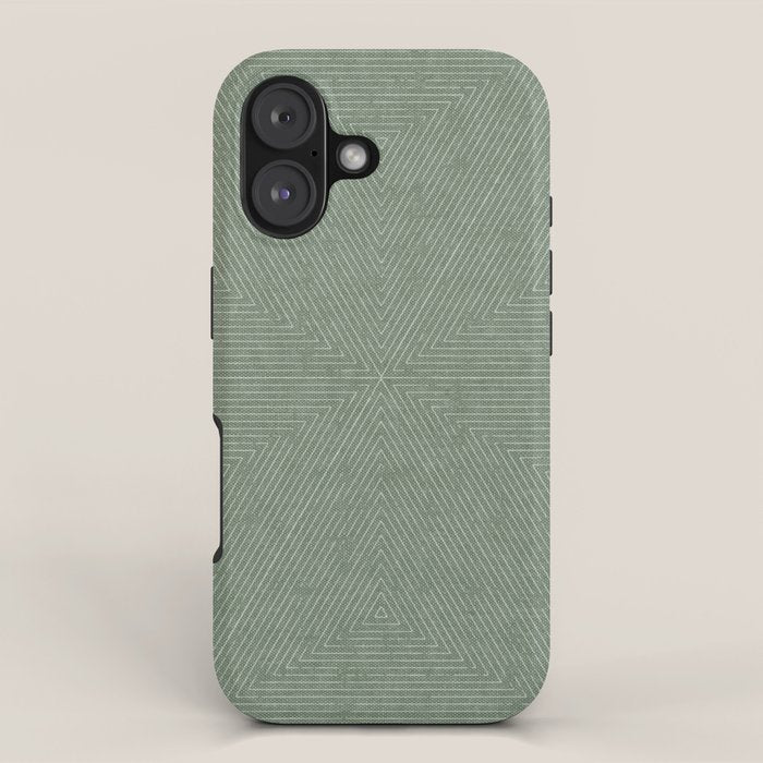 boho triangle stripes - sage iPhone Case Gallery Image 1
