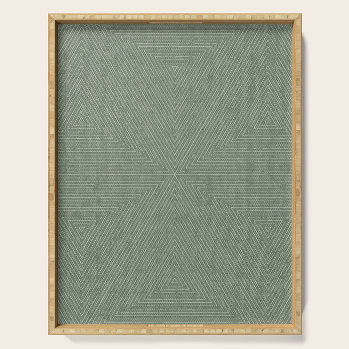 boho triangle stripes - sage Serving Tray Gallery Image 1