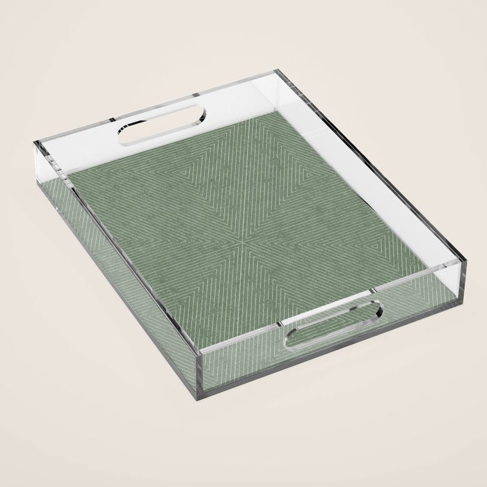 boho triangle stripes - sage Acrylic Tray Gallery Image 1