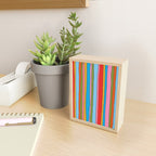 Retro Mood Lined Stripe Pattern Blue Orange Green Pink Mustard Mini Art Print Gallery Image 2