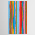 Retro Mood Lined Stripe Pattern Blue Orange Green Pink Mustard Tablecloth Gallery Image 2