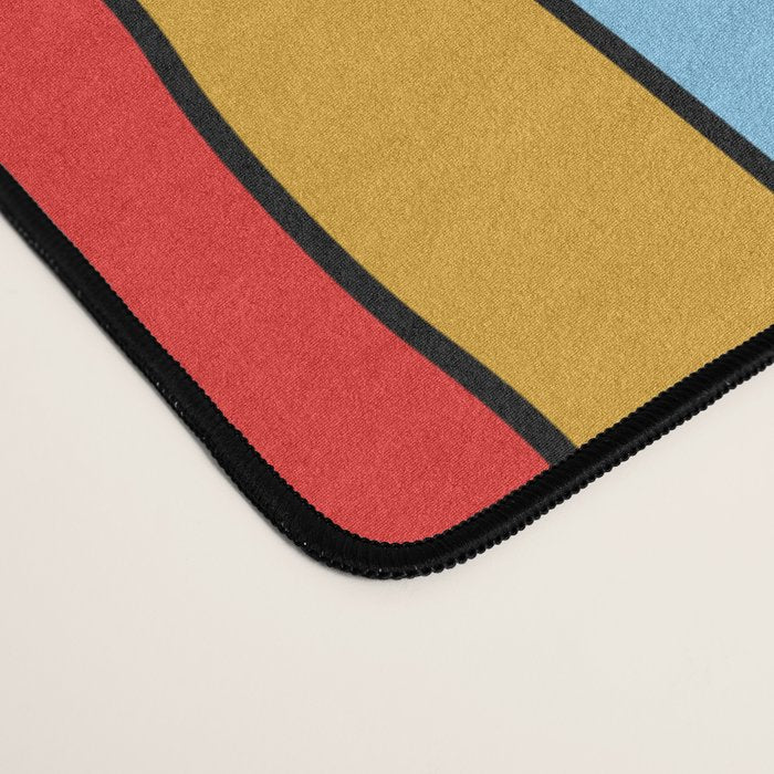 Retro Mood Lined Stripe Pattern Blue Orange Green Pink Mustard Desk Mat Gallery Image 4