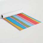 Retro Mood Lined Stripe Pattern Blue Orange Green Pink Mustard Yoga Mat Gallery Image 2