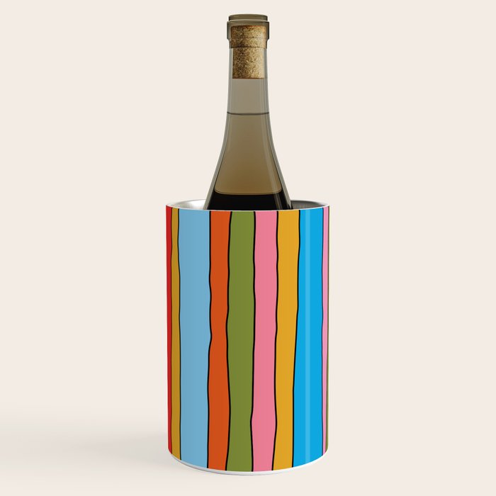 Retro Mood Lined Stripe Pattern Blue Orange Green Pink Mustard Wine Chiller Gallery Image 2
