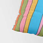 Retro Mood Lined Stripe Pattern Blue Orange Green Pink Mustard Pillow Sham Gallery Image 4
