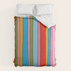 Retro Mood Lined Stripe Pattern Blue Orange Green Pink Mustard Duvet Cover Gallery Image 6