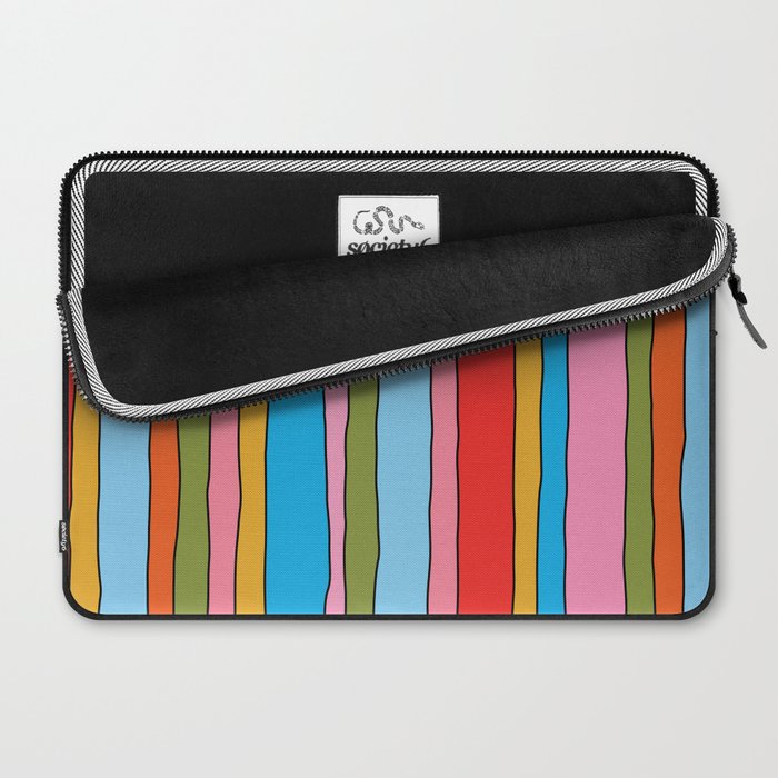 Retro Mood Lined Stripe Pattern Blue Orange Green Pink Mustard Laptop Sleeve Gallery Image 2