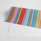 Retro Mood Lined Stripe Pattern Blue Orange Green Pink Mustard Wrapping Paper Gallery Image 2