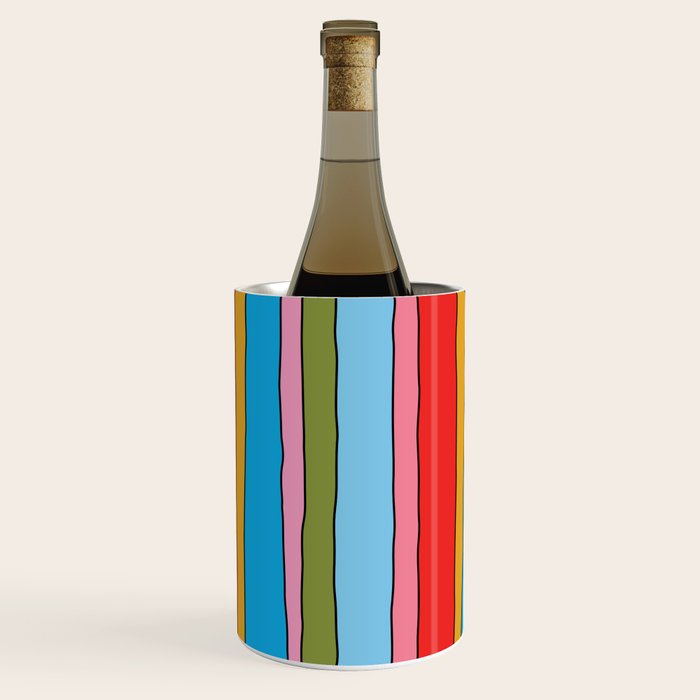 Retro Mood Lined Stripe Pattern Blue Orange Green Pink Mustard Wine Chiller Gallery Image 1