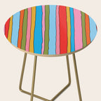 Retro Mood Lined Stripe Pattern Blue Orange Green Pink Mustard Side Table Gallery Image 2