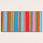 Retro Mood Lined Stripe Pattern Blue Orange Green Pink Mustard Desk Mat Gallery Image 3