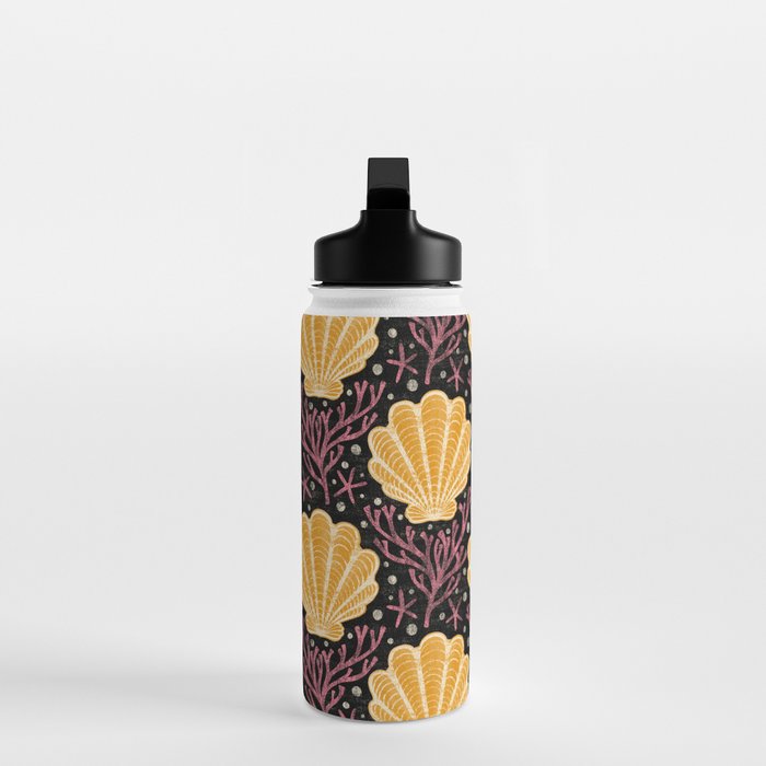 Seashell - marigold and black Water Bottle Gallery Image 3
