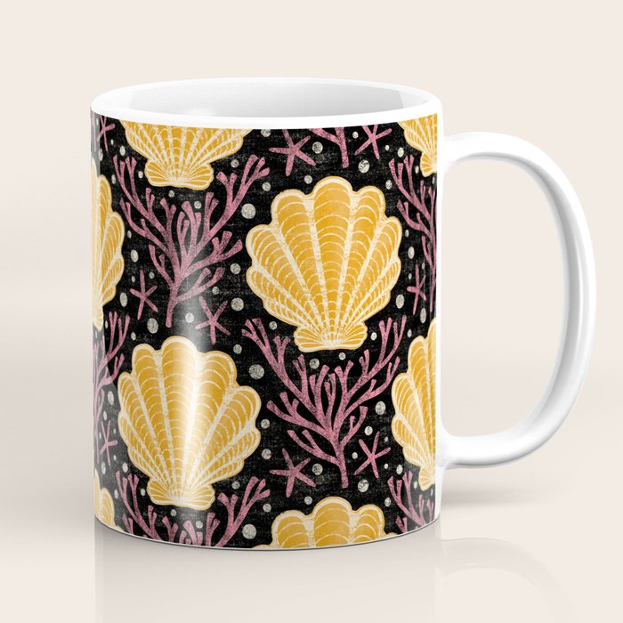 Seashell - marigold and black Coffee Mug Gallery Image 1