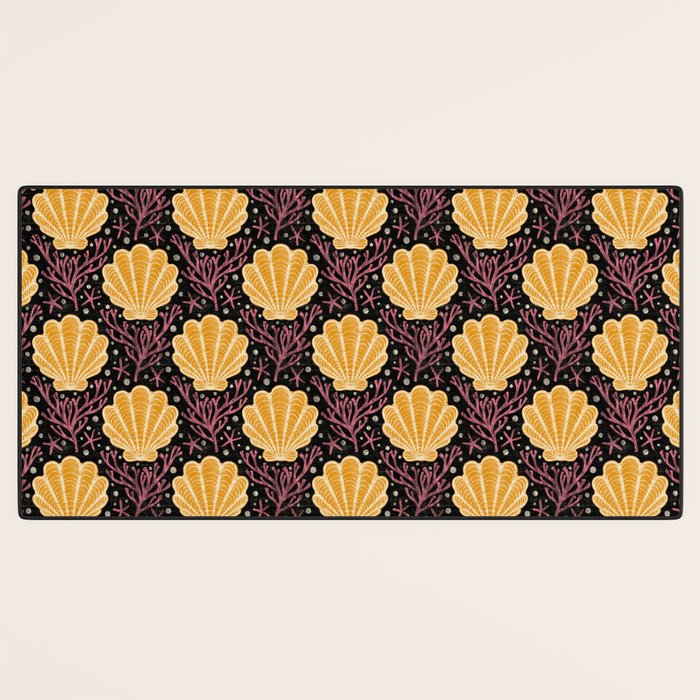 Seashell - marigold and black Desk Mat Gallery Image 3
