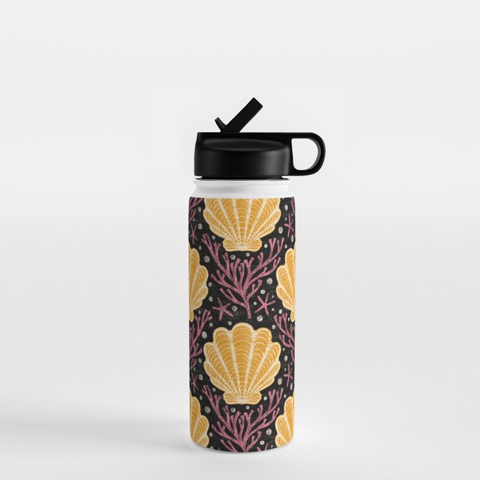 Seashell - marigold and black Water Bottle Gallery Image 1