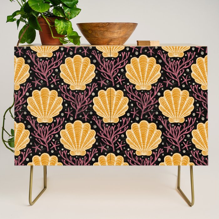 Seashell - marigold and black Credenza Gallery Image 1