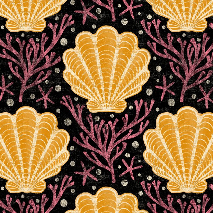Seashell - marigold and black Coffee Mug Gallery Image 2