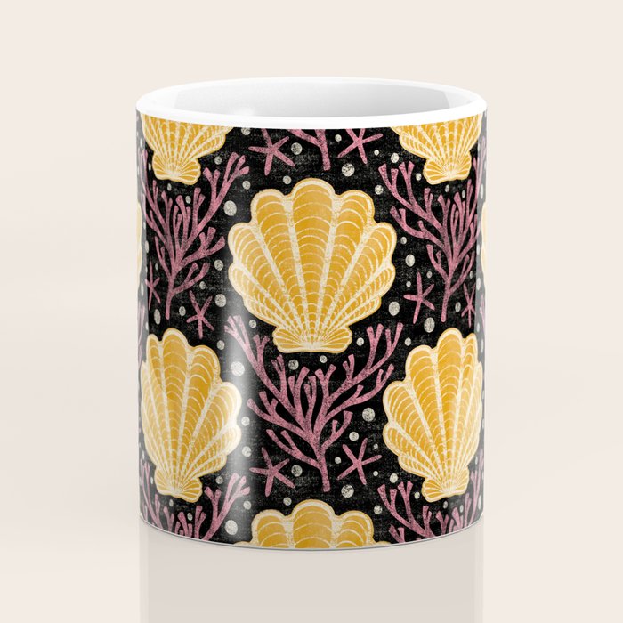 Seashell - marigold and black Coffee Mug Gallery Image 4