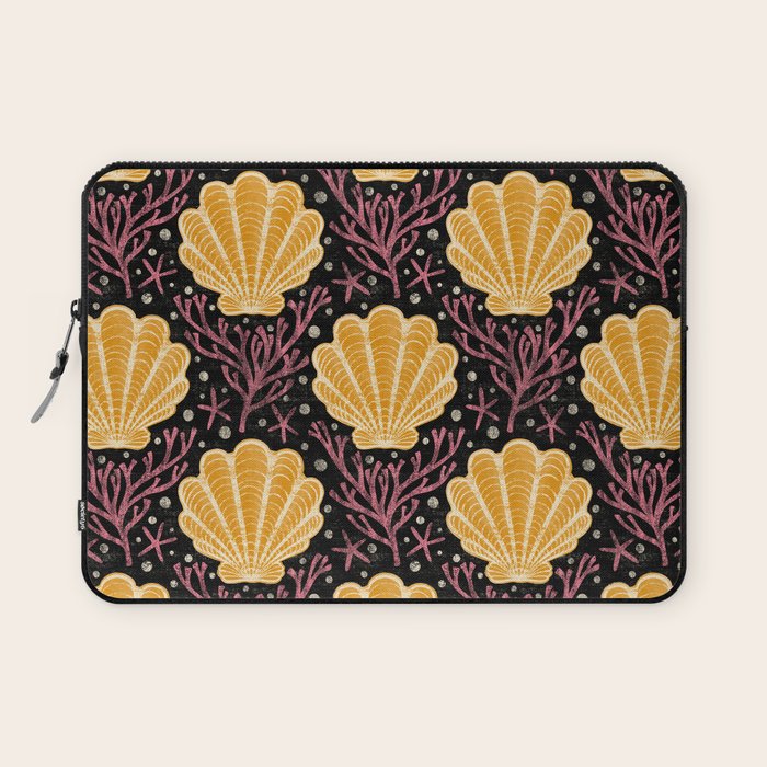 Seashell - marigold and black Laptop Sleeve Gallery Image 1
