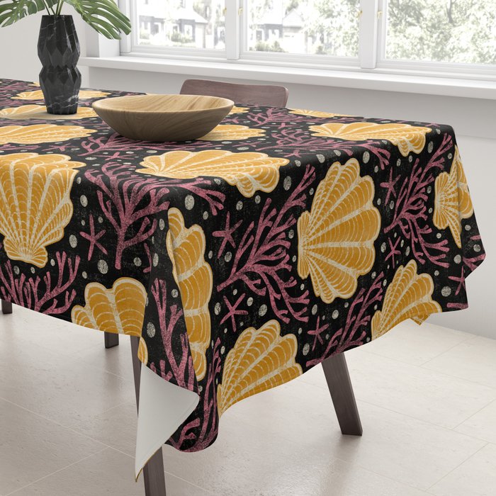 Seashell - marigold and black Tablecloth Gallery Image 3