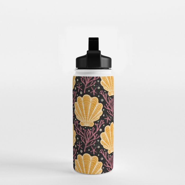 Seashell - marigold and black Water Bottle Gallery Image 2