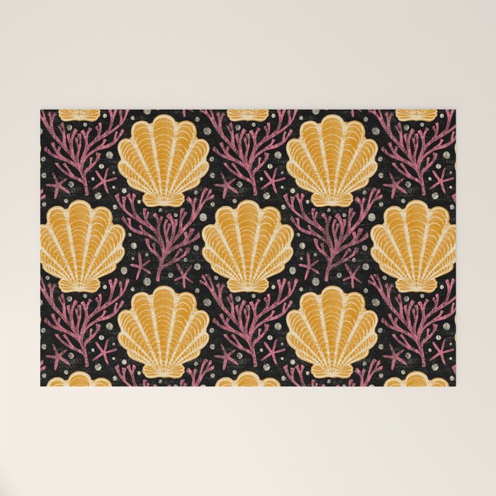 Seashell - marigold and black Welcome Mat Gallery Image 1