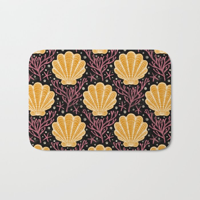 Seashell - marigold and black Bath Mat Gallery Image 1